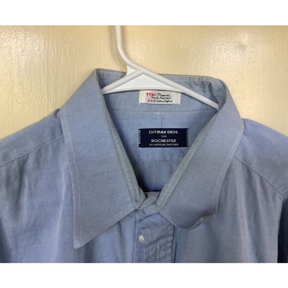 Vintage Gitman Bros Mens Long Sleeve Button Down Blue Shirt 15 32 - Picture 2 of 4